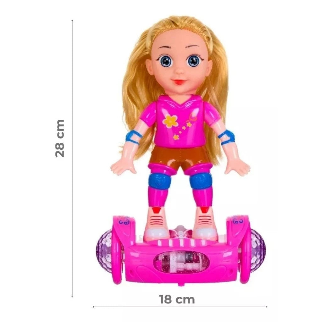 Boneca Andadora Giratória – Brinquedo Eletrônico com Música, Som e Luzes