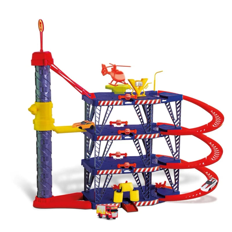 Brinquedo Elevador Pista Radical – Posto Lava Rápido com Carrinho e Helicóptero Samba Toys