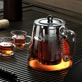 Bule de Vidro Resistente ao Calor com Infusor em Aço Inox – Chaleira para Chá