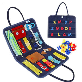 Busy Board Montessori Portátil – Placa Sensorial Dobrável para Aprendizado e Coordenação Motora