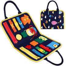 Busy Board Montessori Portátil – Placa Sensorial Dobrável para Aprendizado e Coordenação Motora