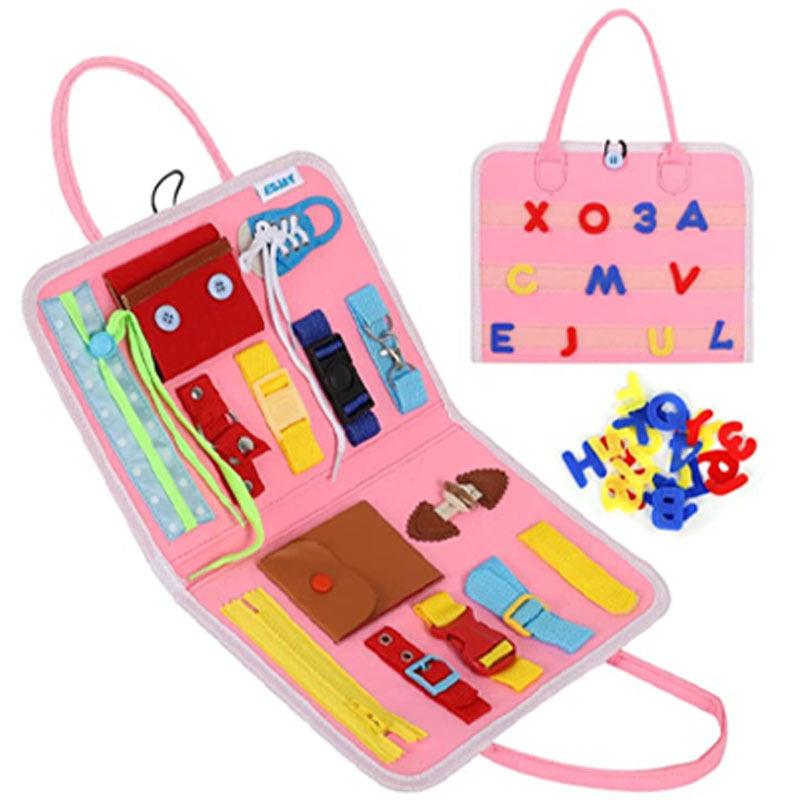 Busy Board Montessori Portátil – Placa Sensorial Dobrável para Aprendizado e Coordenação Motora