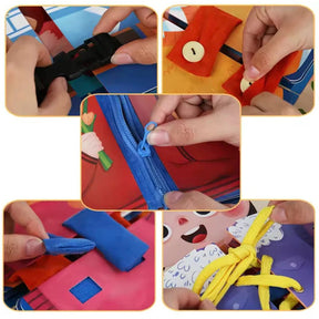 Busy Board Montessori Portátil – Placa Sensorial Dobrável para Aprendizado e Coordenação Motora