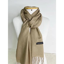 Cachecol Feminino com Franjas em Pashmina Liso