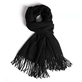 Cachecol Feminino com Franjas em Pashmina Liso