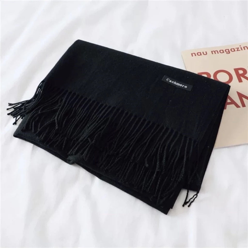 Cachecol Pashmina Masculino 250g Liso com Franjas