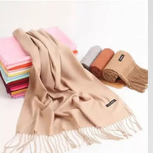 Cachecol Pashmina Unissex Liso 130g com Franjas