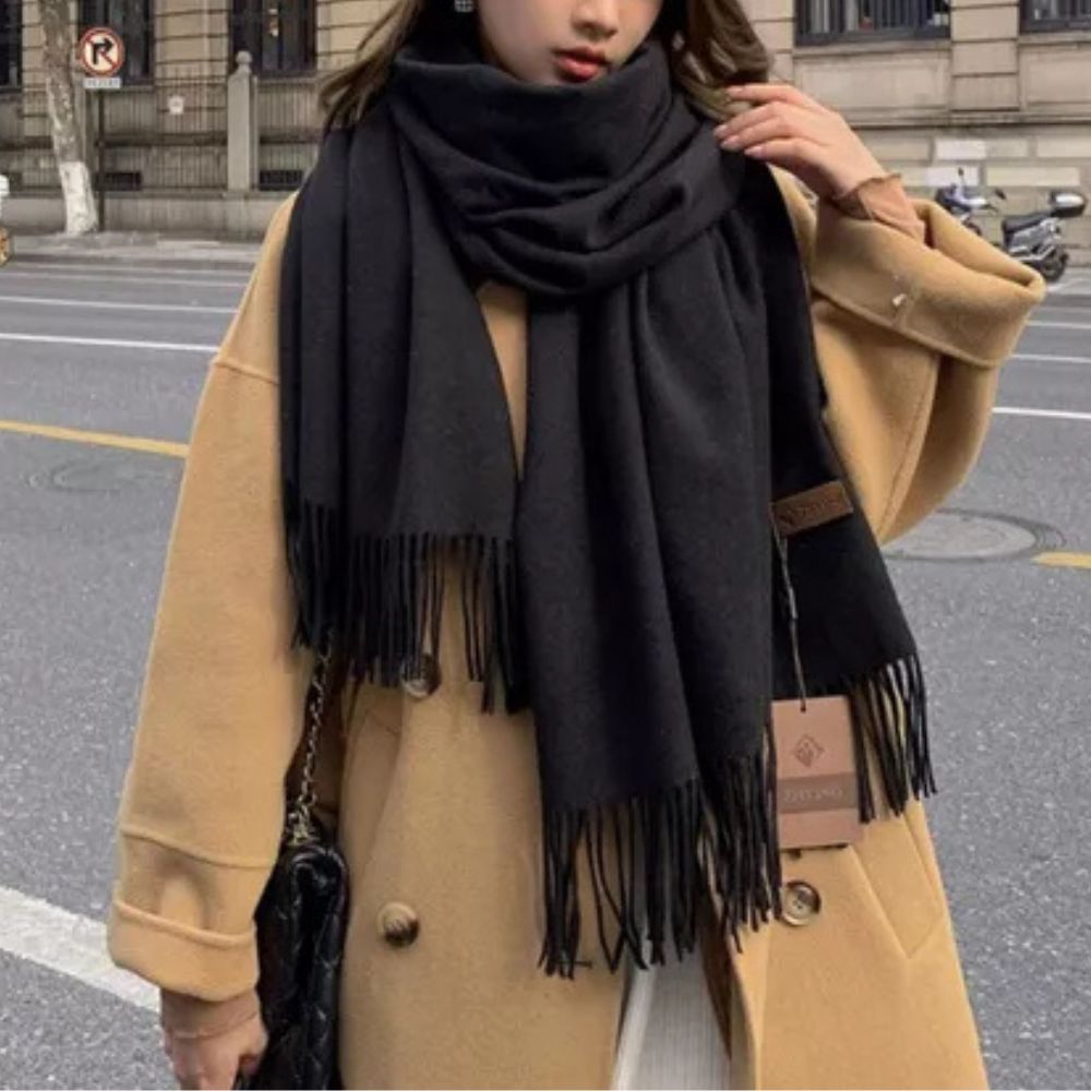 Cachecol Pashmina Unissex com Franjas em Poliéster 230g
