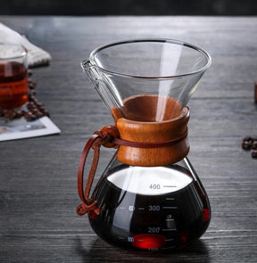 Cafeteira de Vidro Pour Over Manual com Alça de Madeira