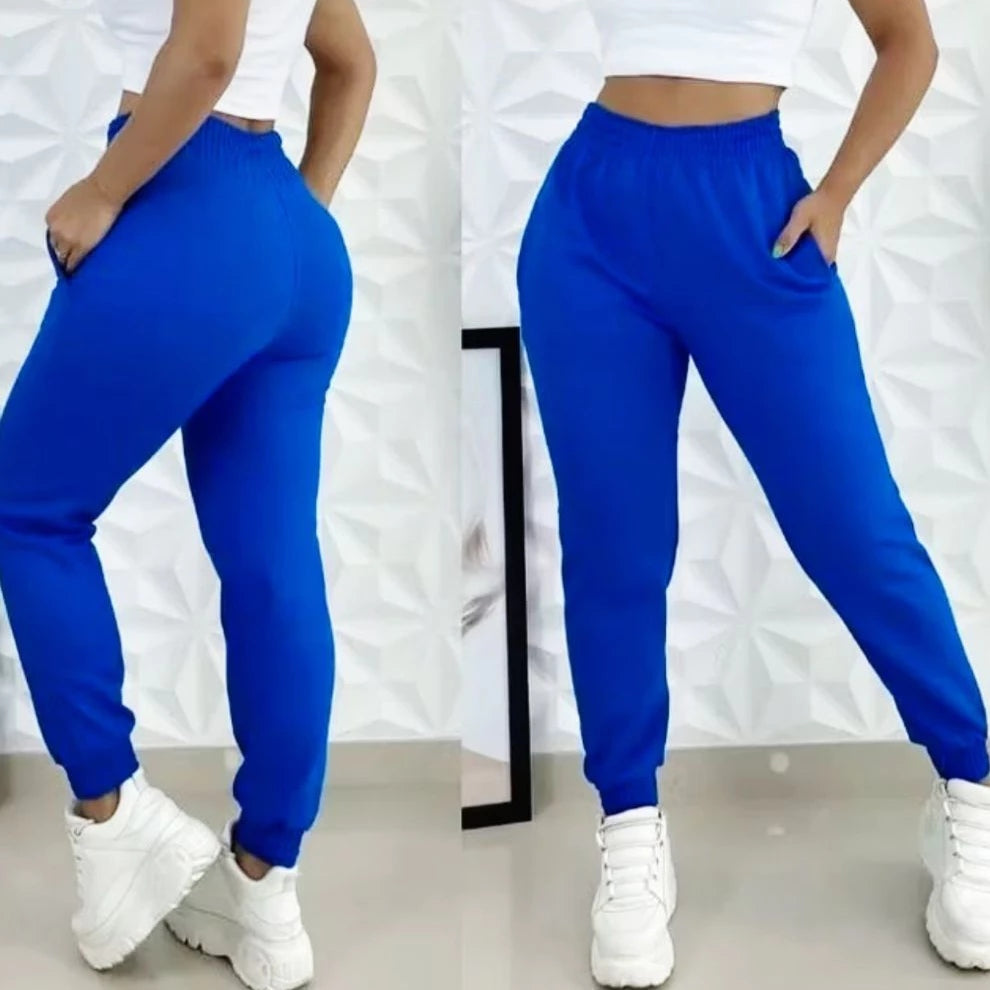 Calça Jogger Feminina de Moletom Grosso para Inverno
