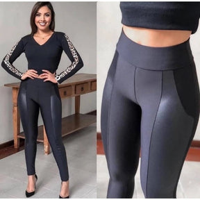 Calça Legging de Inverno Flanelada com Acabamento Cirrê