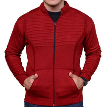 Cardigan Masculino em Tricot com Zíper Frontal e Bolsos