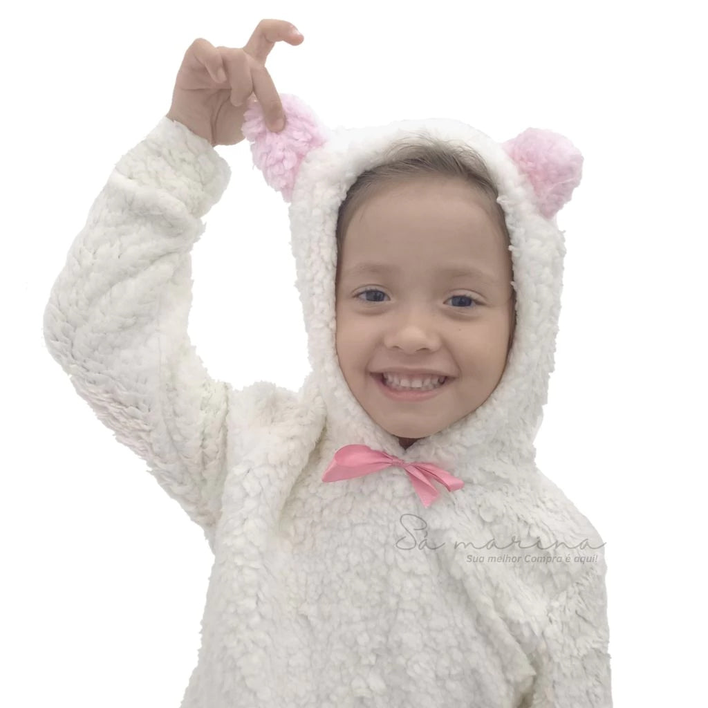 Casaco Infantil de Inverno Peluciado com Design de Carneiro