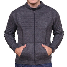Casaco Masculino de Lã Tricot com Zíper e Bolsos
