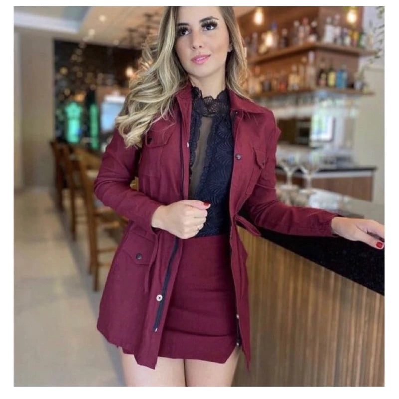 Casaco Parka Feminino em Bengaline para o Inverno