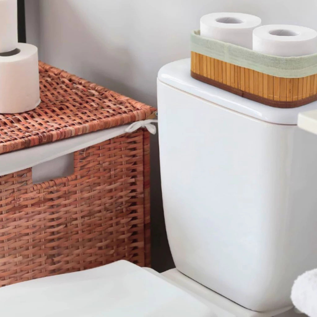 Cesto Grande de Bambu com Forro para Roupas Sujas