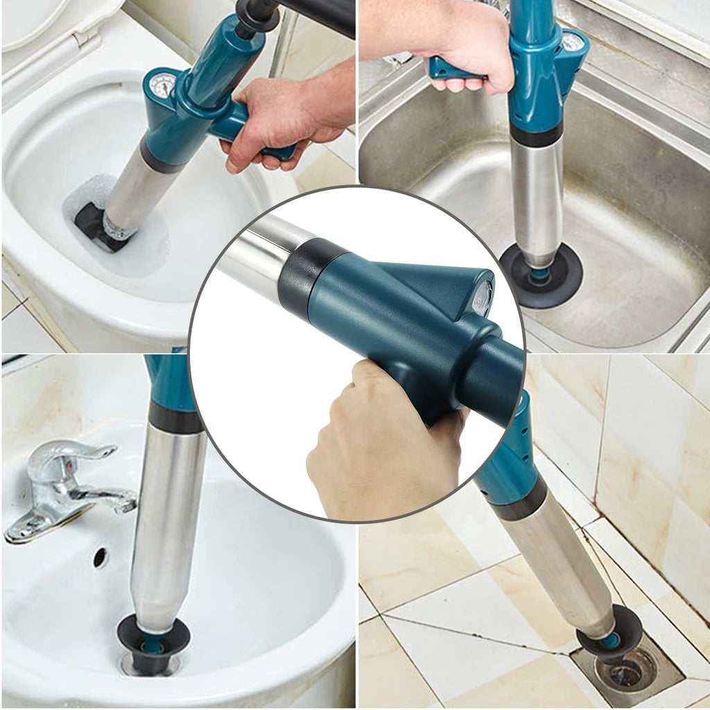 Desentupidor Pneumático de Alta Pressão em Aço Inox – Vaso Sanitário, Pia e Ralos