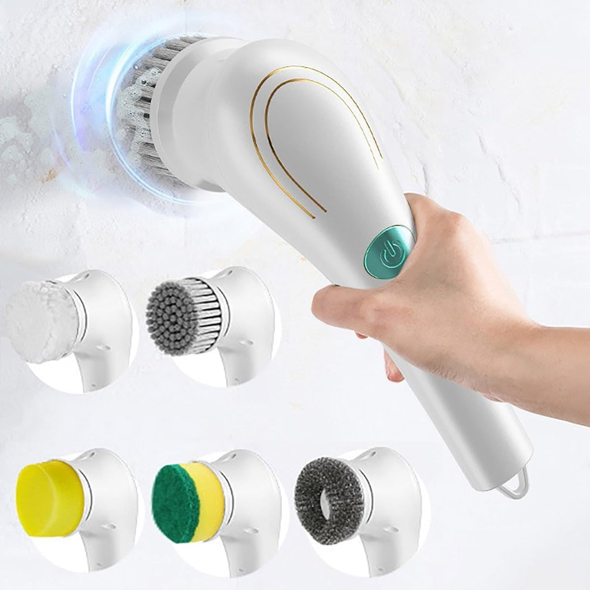 Escova Elétrica de Limpeza 5 em 1 Multifuncional Recarregável