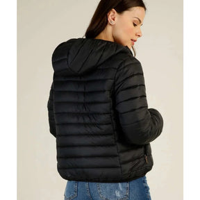 Jaqueta Feminina Puffer Impermeável com Capuz Removível