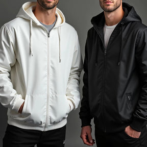 Jaqueta Masculina Corta Vento Forrada com Capuz e Zíper