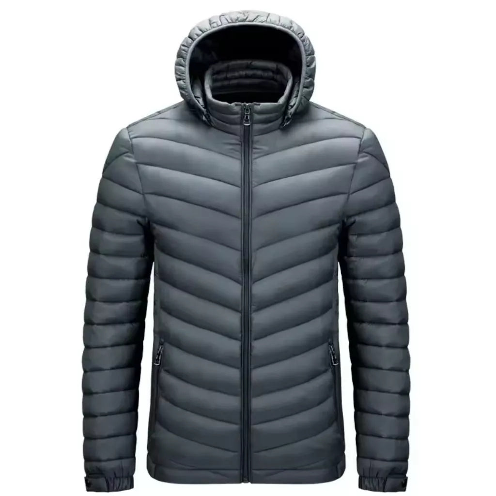 Jaqueta Masculina Puffer Peluciada com Capuz Removível