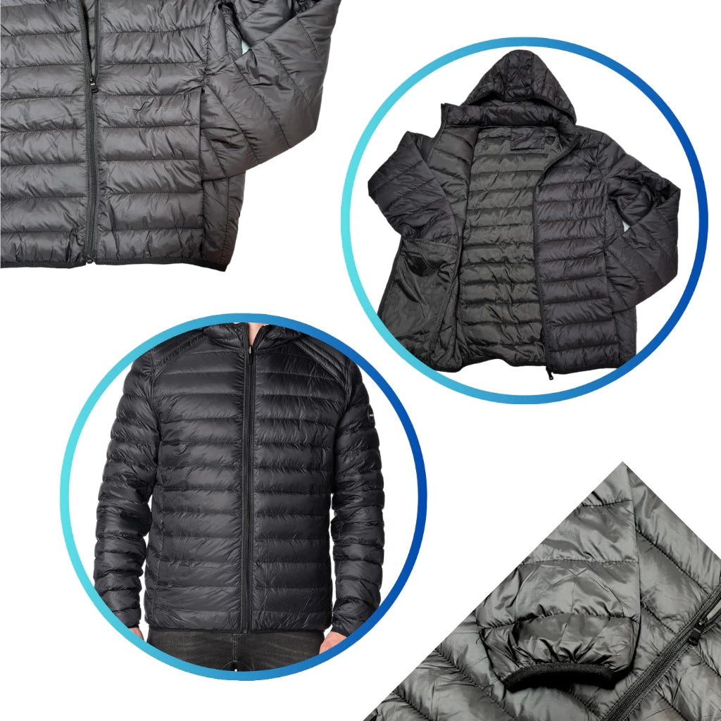 Jaqueta Puffer Masculina de Frio Intenso Impermeável com Capuz Removível