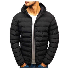 Jaqueta Puffer Masculina de Frio Intenso Impermeável com Capuz Removível