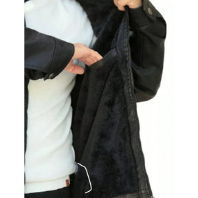 Jaqueta de Couro Masculina Forrada para Inverno