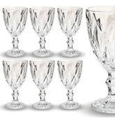 Jogo 6 Taças de Vidro Diamante Abacaxi Bico de Jaca 330ml – Copo Transparente Gourmet