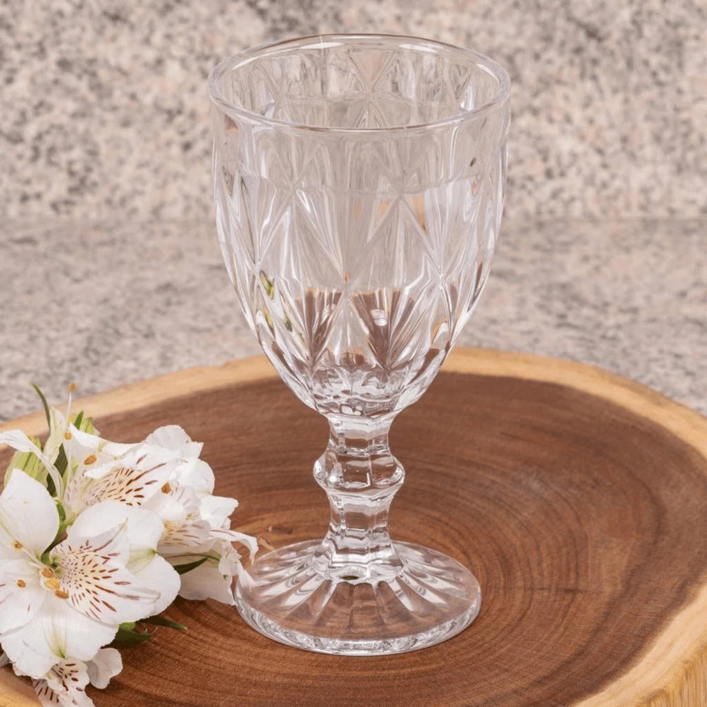 Jogo 6 Taças de Vidro Diamante Abacaxi Bico de Jaca 330ml – Copo Transparente Gourmet