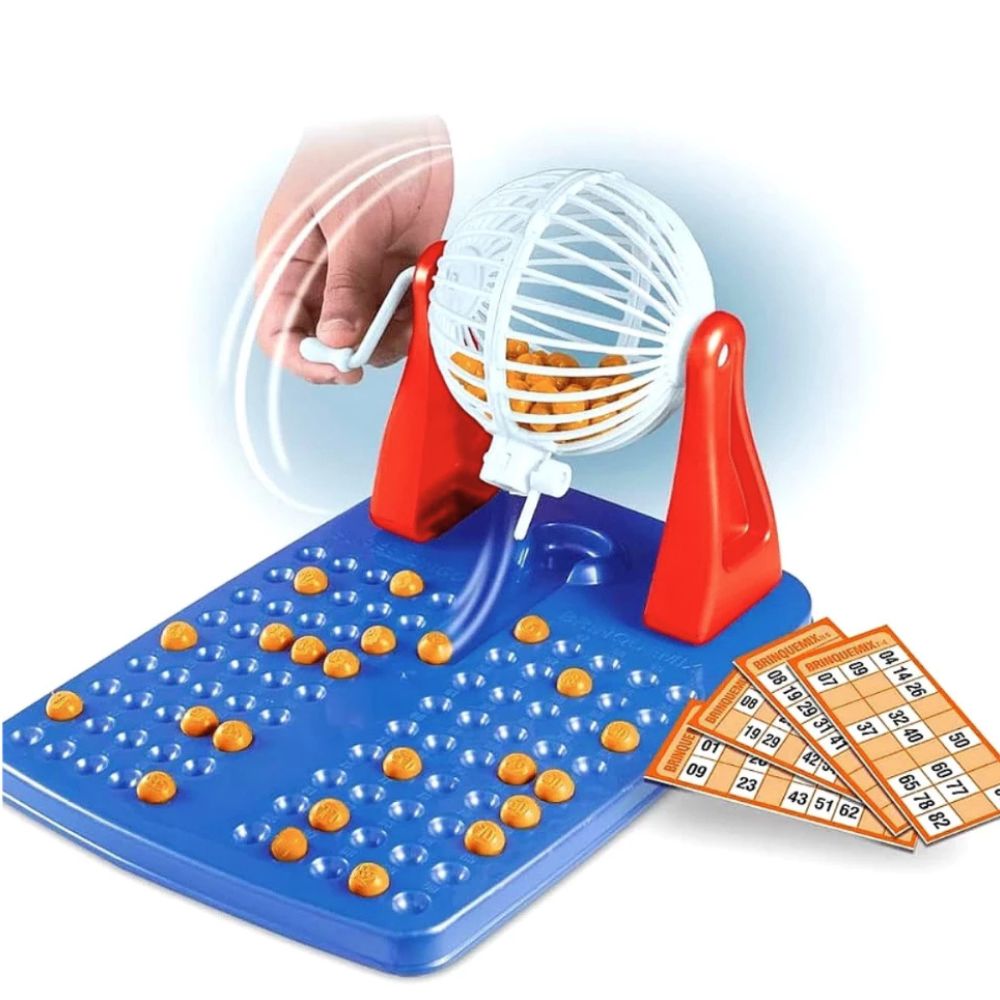 Jogo de Bingo Infantil com Globo Giratório – 48 Cartelas e 90 Bolinhas