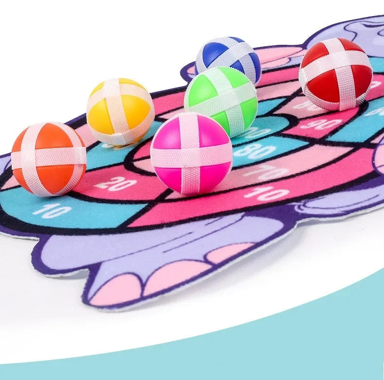 Jogo de Dardos Infantil com Bolas Adesivas – Painel Educativo de Velcro em Formato de Animais