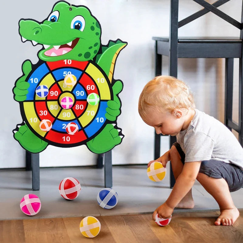 Jogo de Dardos Infantil com Bolas Adesivas – Painel Educativo de Velcro em Formato de Animais