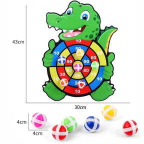 Jogo de Dardos Infantil com Bolas Adesivas – Painel Educativo de Velcro em Formato de Animais