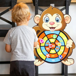 Jogo de Dardos Infantil com Bolas Adesivas – Painel Educativo de Velcro em Formato de Animais