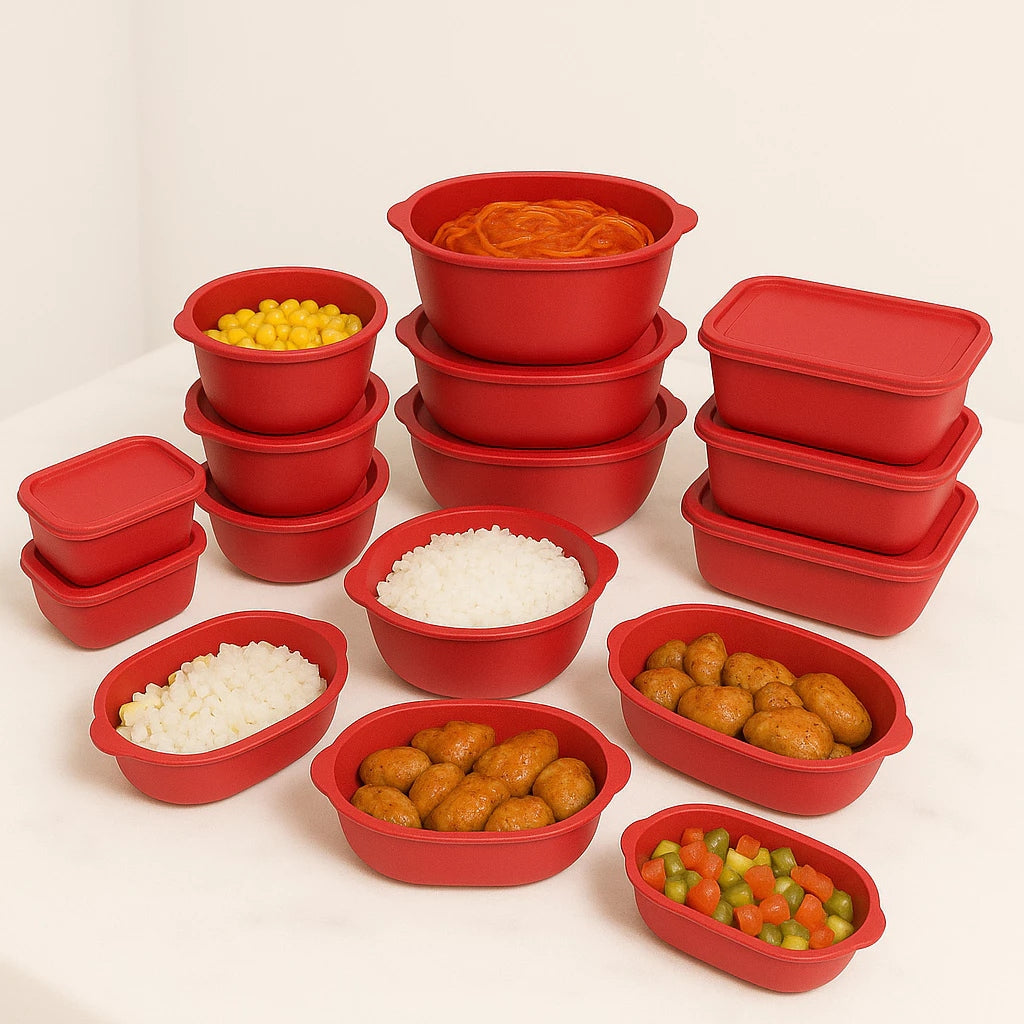 Kit 15 Potes Herméticos de Plástico com Tampa – Empilháveis e Resistentes para Armazenar Alimentos