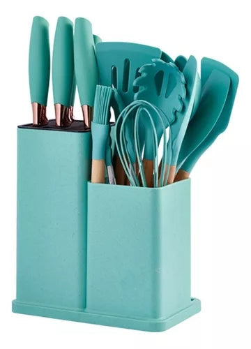 Kit 19 Peças Utensílios de Cozinha Completo com Tábua
