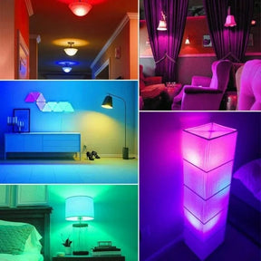 Kit 2 Lâmpadas de LED Bluetooth com Caixa de Som – Controle RGB 12W