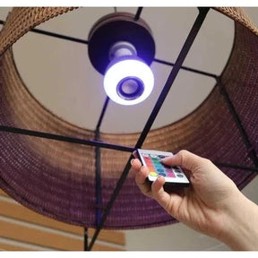 Kit 2 Lâmpadas de LED Bluetooth com Caixa de Som – Controle RGB 12W