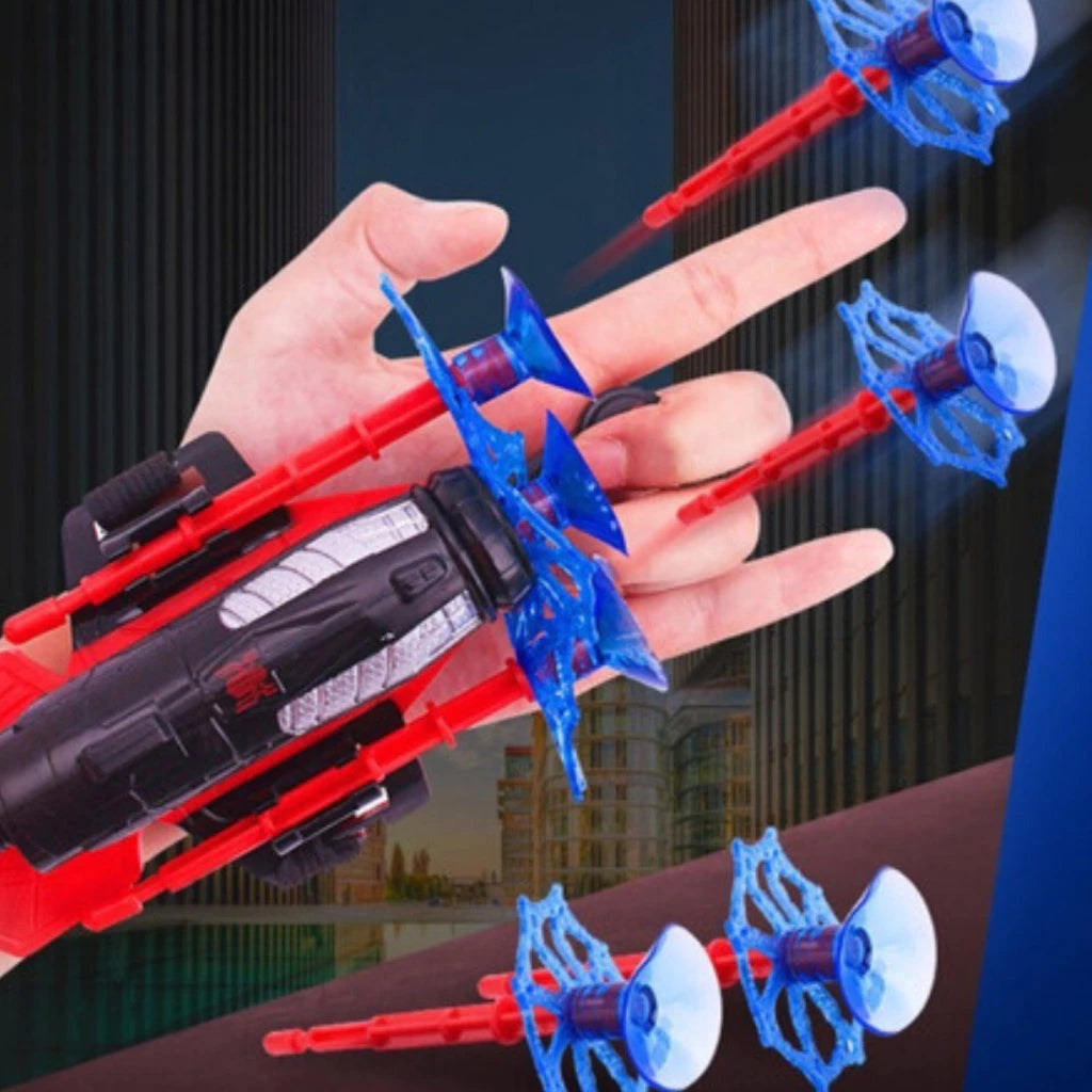 Kit 2 Luvas Homem Aranha Infantil Lançador de Teia Dardo Brinquedo Spider Man Menino e Menina