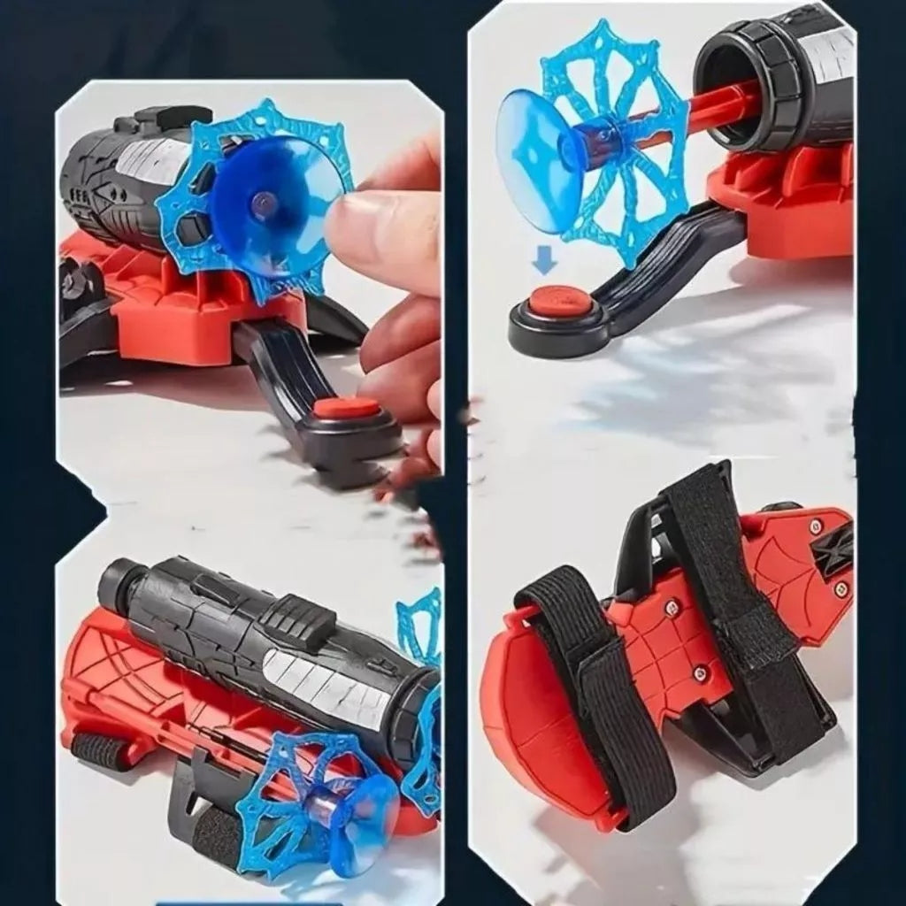 Kit 2 Luvas Homem Aranha Infantil Lançador de Teia Dardo Brinquedo Spider Man Menino e Menina
