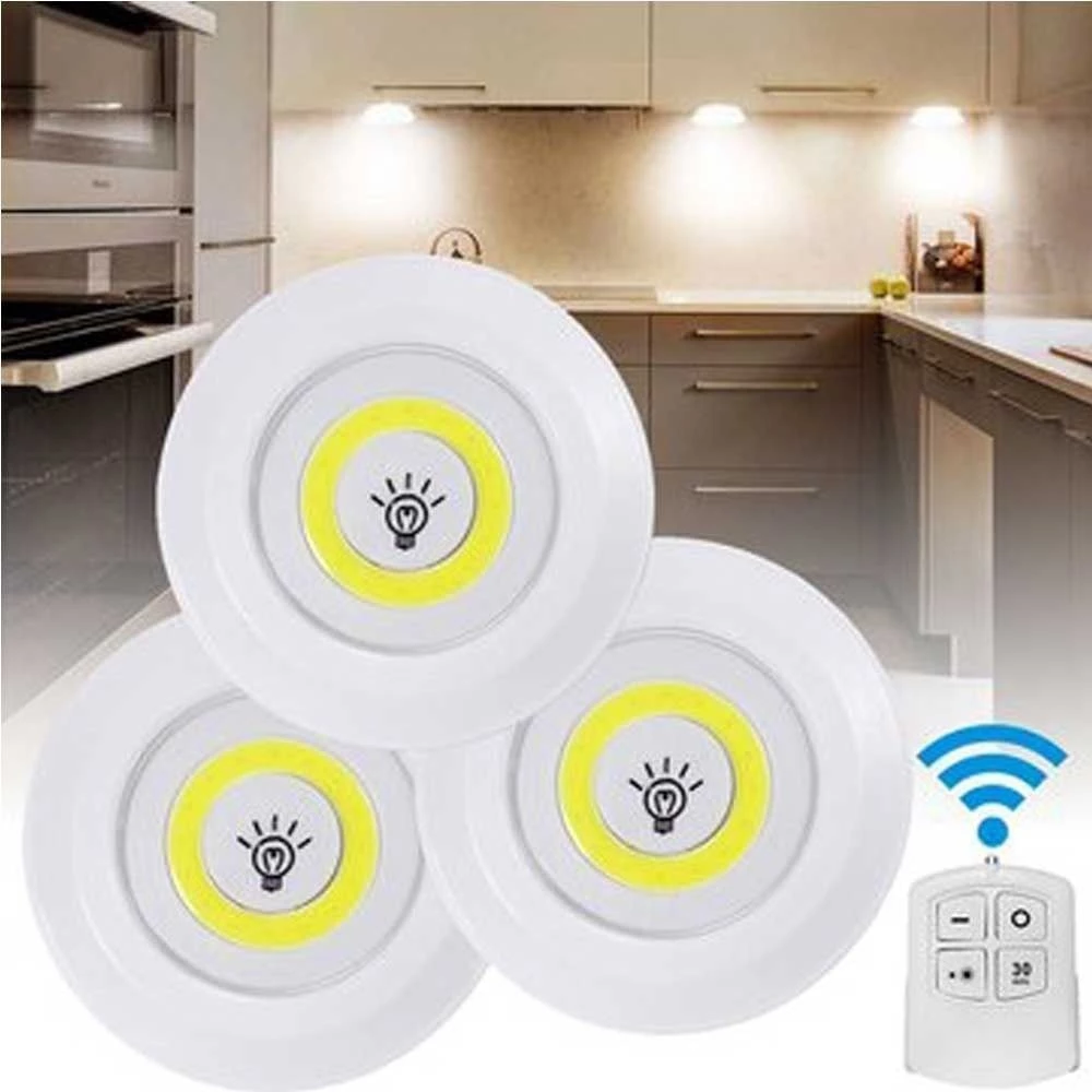 Kit 3 Luminárias LED Spot Sem Fio com Controle Remoto