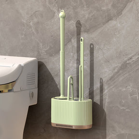 Kit 4 em 1 Escova Sanitária com Suporte de Parede – Escovas de Limpeza para Banheiro