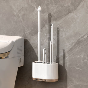Kit 4 em 1 Escova Sanitária com Suporte de Parede – Escovas de Limpeza para Banheiro