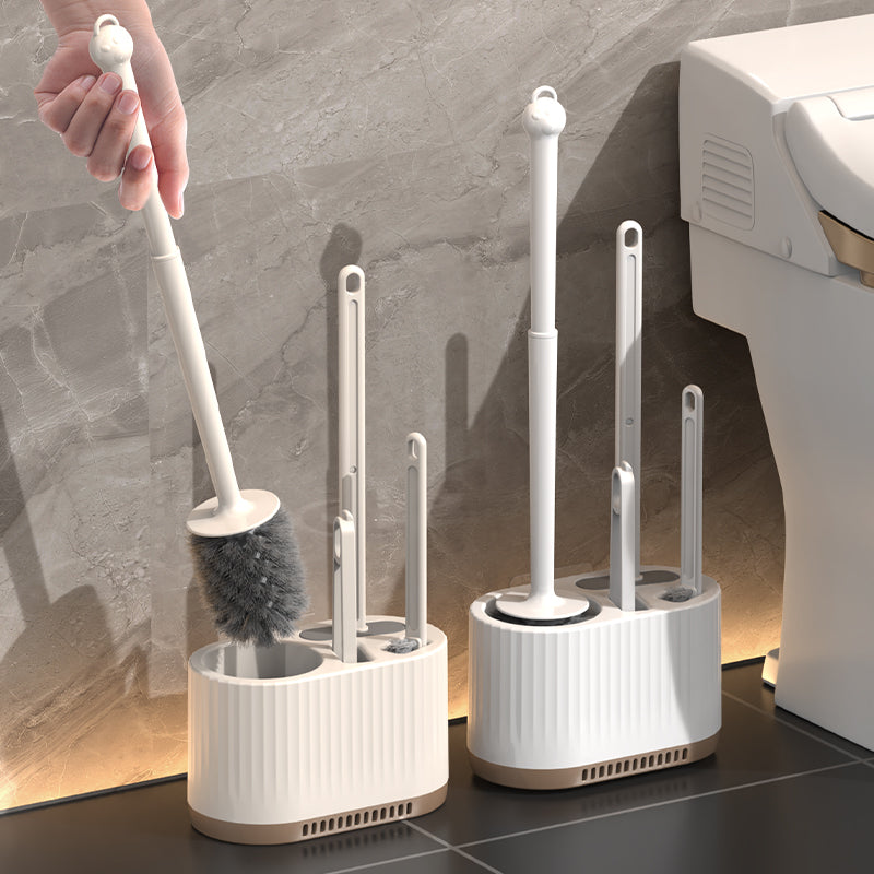 Kit 4 em 1 Escova Sanitária com Suporte de Parede – Escovas de Limpeza para Banheiro