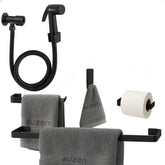 Kit Acessórios de Banheiro Preto de Alumínio