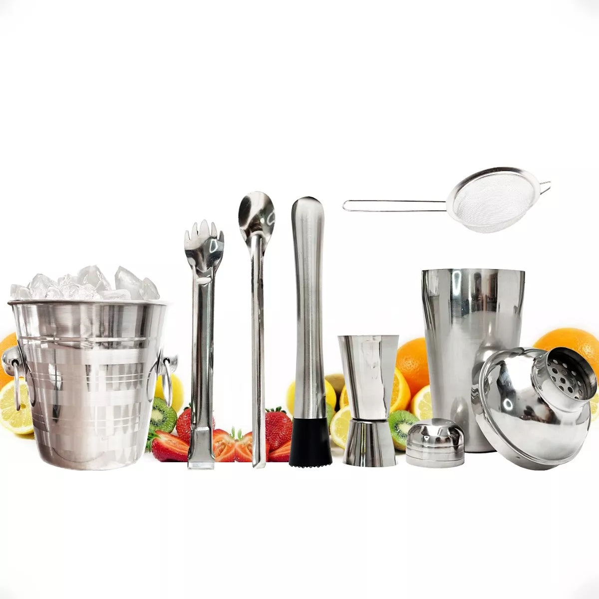 Kit Caipirinha Profissional 7 Peças com Coqueteleira Inox