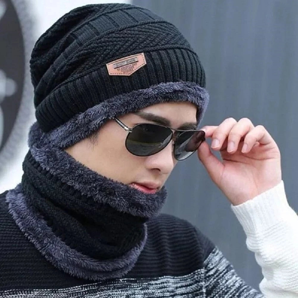 Kit Inverno Unissex Touca de Frio com Gola Forrada e Luva