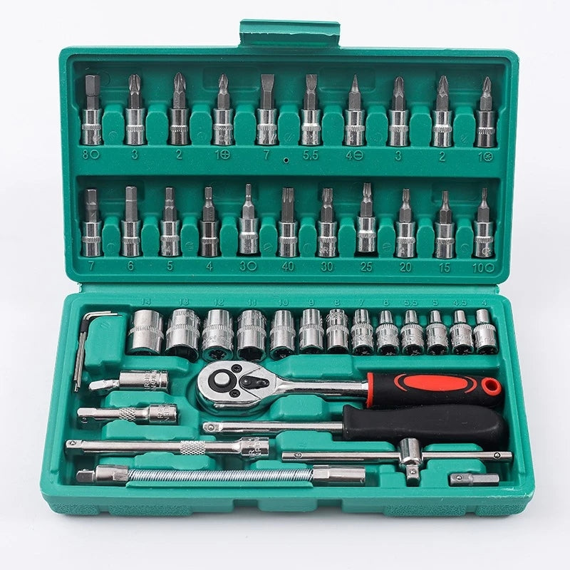 Kit com 46 Peças de Ferramentas Multifuncional com Maleta