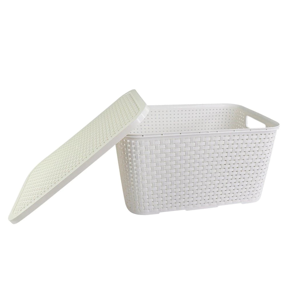 Kit com 4 Caixas Organizadoras Rattan 20L com Tampa